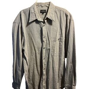 Va Bene Vintage Men’s L Gray Check Long Sleeve Button Down Cotton Shirt